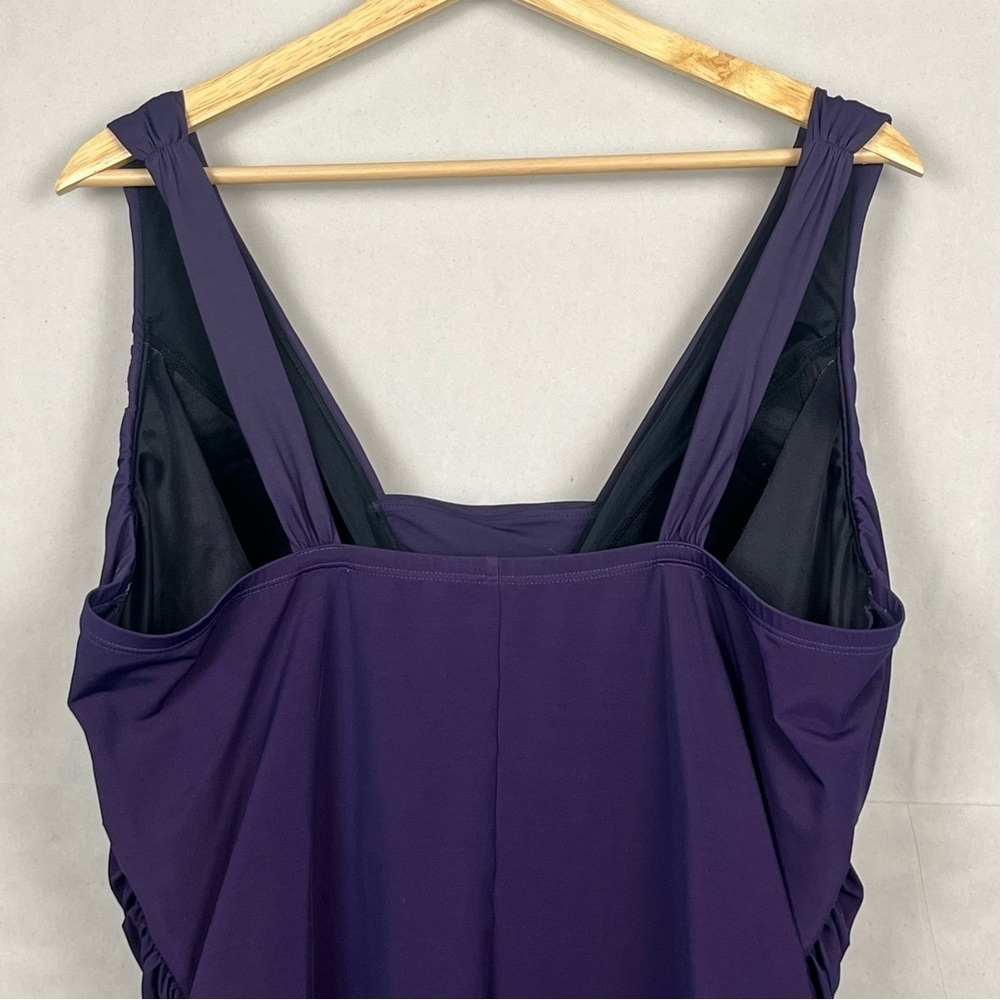 Lands End Women's SlenderSuit Grecian Low Leg 1 Piece Swimsuit, Blackberry, 20W - Picture 6 of 10